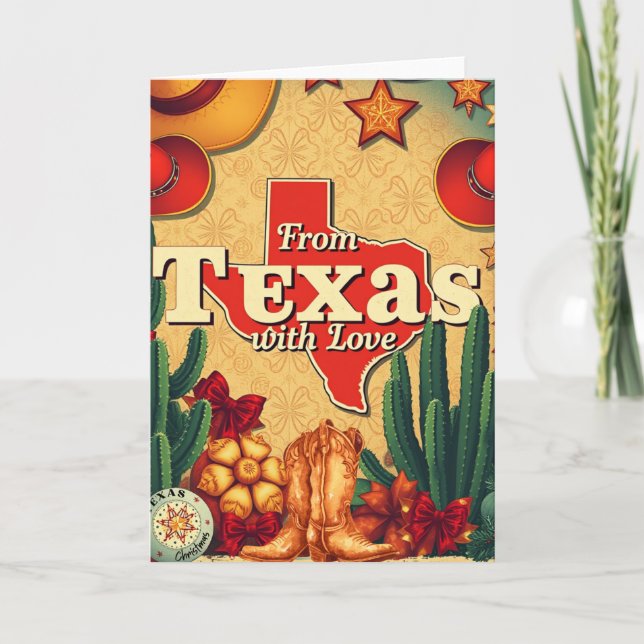 Carte Noël rétro vintage du Texas avec amour (Devant)