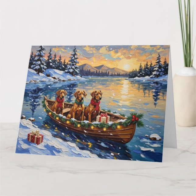 Carte Noël Rhodesian Ridgeback Bateau Vacances (Devant)