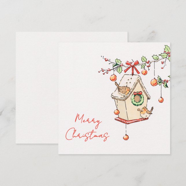 Carte Noël, Robin Chritsmas card (Devant / Derrière)
