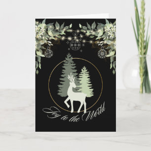 Carte Noël rustique Cerfs paysages hivernaux arbres