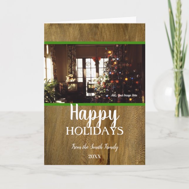 Carte Noël rustique rétro inspiré des fêtes (Devant)