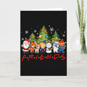 Carte Noël Santa Amis Rudolph Bonhomme de Neige Famille 