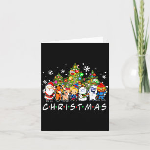 Carte Noël Santa Amis Rudolph Bonhomme de Neige Famille