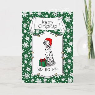 Carte Noël Santa Hat Chien dalmate (noir 1) mignonne