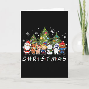 Carte Noël Santa Rudolph Snowman Family Xma