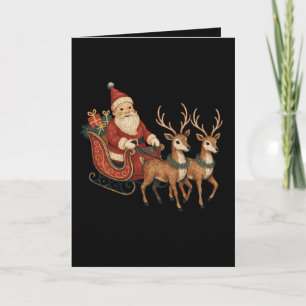 Carte Noël Santa Traîneau Renne Noël Vacances