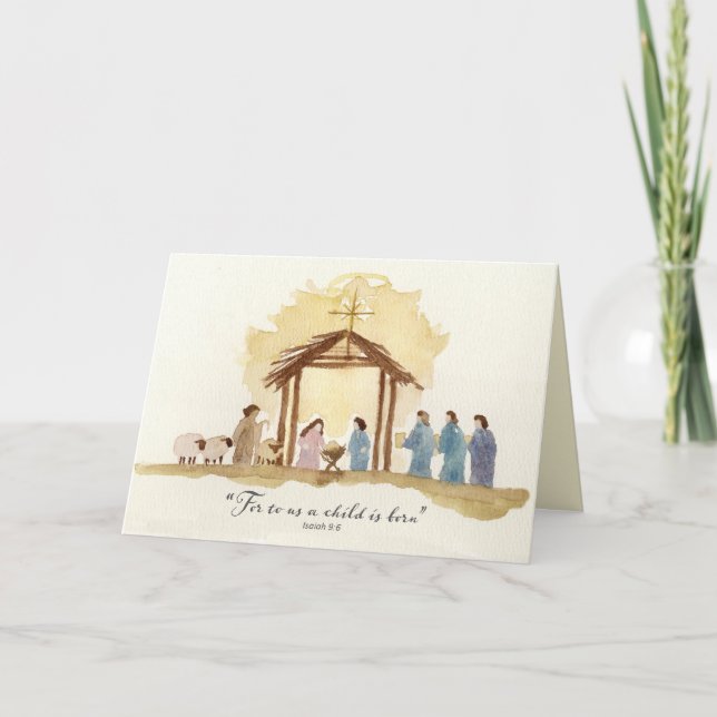 Carte Noël Scénario de la Nativité Écriture Isaïe Bethlé (Devant)