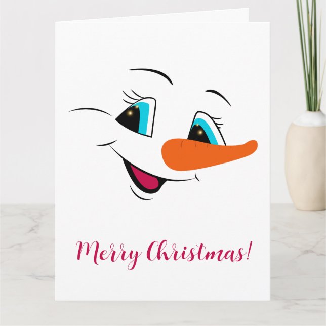 Carte Noël Snowman Visage personnalisé (Devant)