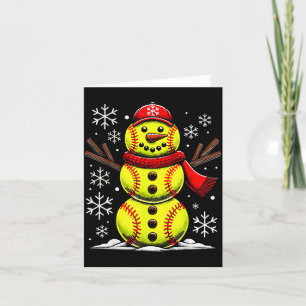 Carte Noël Softball Bonhomme de neige Filles, Softball N