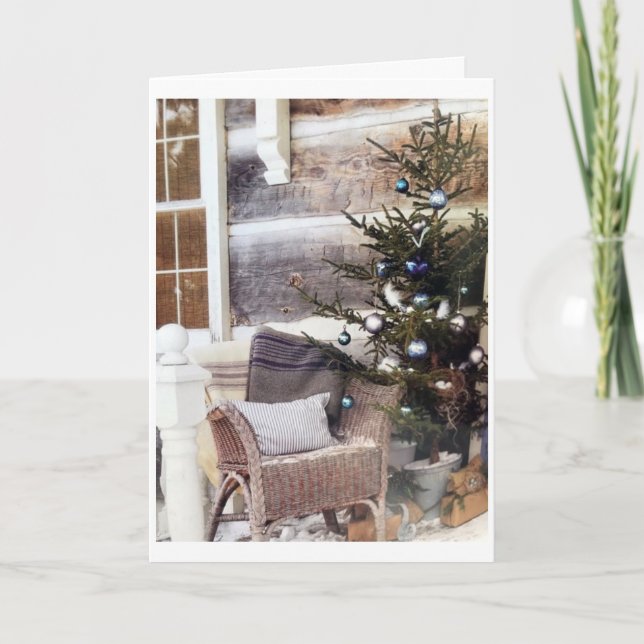 CARTE NOËL SOUHAITE À LA FAMILLE, AMIS ET BONHEUR (Devant)