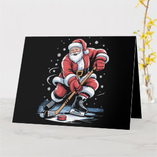 Carte Noël Sport Père Noël joue de hockey sur glace Noël