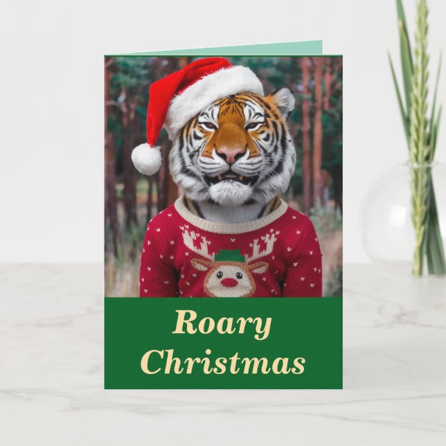 Carte Noël Tigre Drôle (Devant)