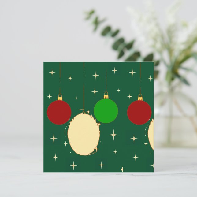 Carte Noël Traditionnel Vert et Or Pliée (Debout devant)