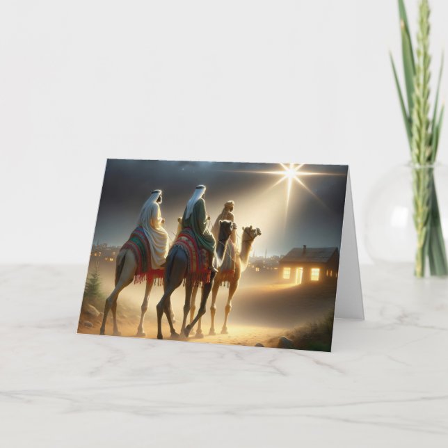 Carte Noël Trois Sages après une étoile (Devant)