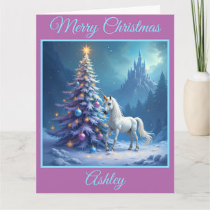 Carte Noël Unicorne et Fairytale Castle