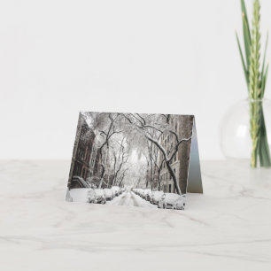Carte Noël urbain sous la neige à Brooklyn NY
