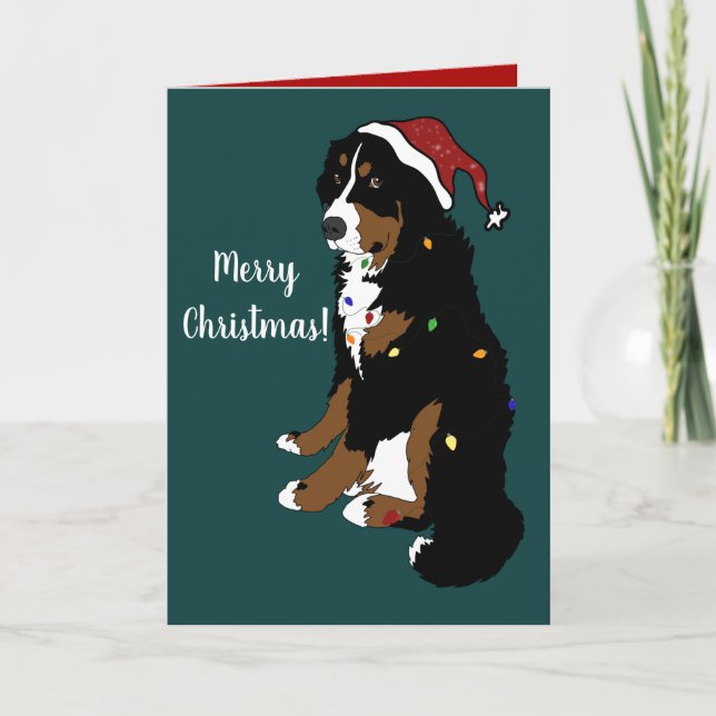 Carte Noël Vacances Bernese Mountain Dog (Devant)