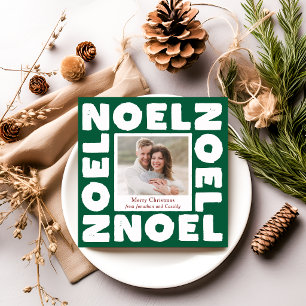 Carte Noël Vert Typographie Contemporaine Photo Fêtes