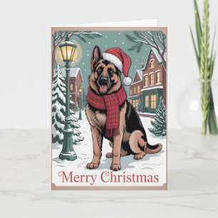 Carte Noël vintage Berger Allemand