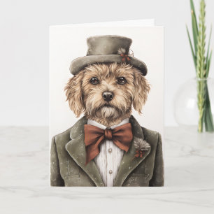 Carte Noël Vintage : chiot 