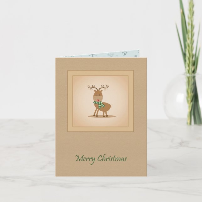 Carte Noël vintage Reindeer (Devant)