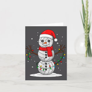 Carte Noël Volleyball Bonhomme de neige Chapeau de Père 