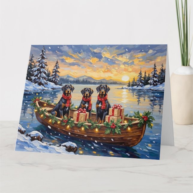 Carte Noël Weimaraner Bateau Férié (Devant)