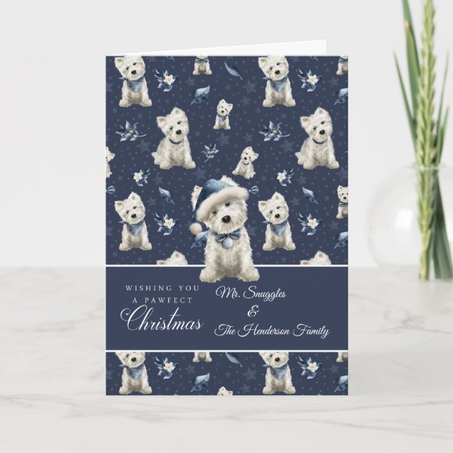 Carte Noël Westie blanc (Devant)