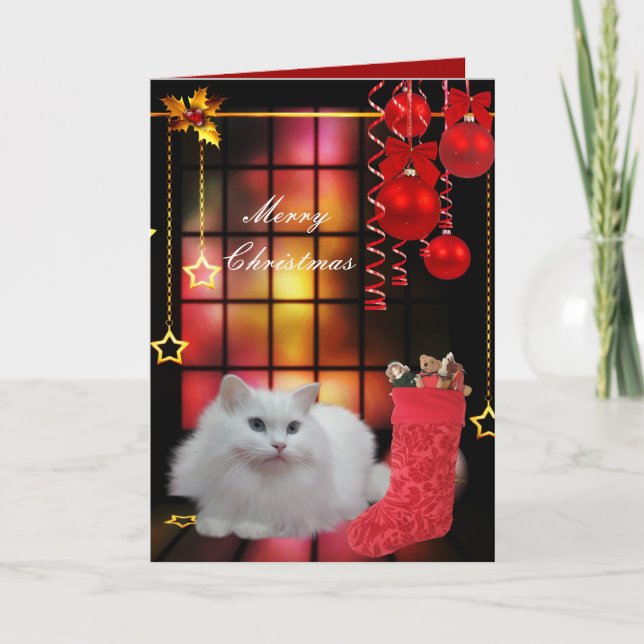 Carte Noël Xmas Chat (Devant)