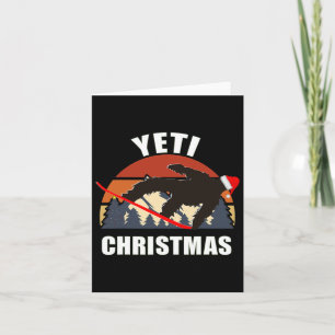 Carte Noël Yeti - Bigfoot Snowboard en rouge