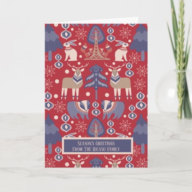 Carte Noëls de Noël scandinave cerfs de bois (Devant)