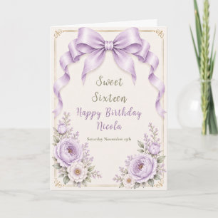 Carte Nœud Coquette Lavande Florale Sweet Seize
