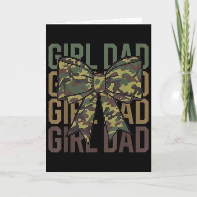Carte Noeud Coquette Papa De Fille Camo Camouflage Papa  (Devant)
