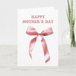 Carte Nœud Coquette Rose Joyeuse Fête des Mères