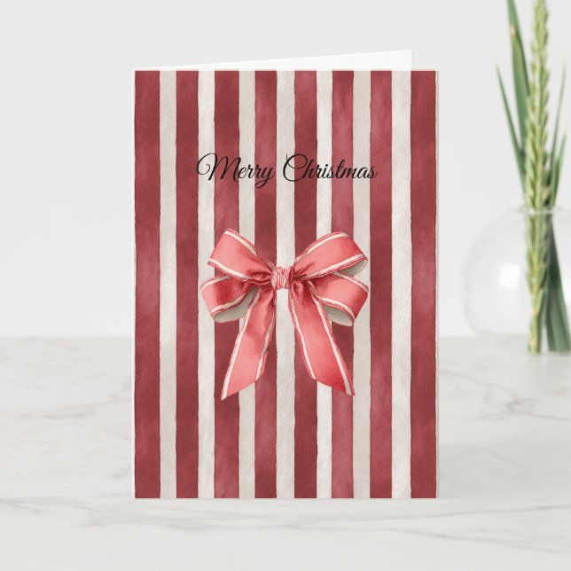 Carte Noeud de Noël à rayures rouges (Devant)