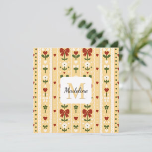Carte Nœud Floral Cottagecore Personnalisé Or