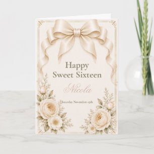 Carte Nœud Papillon Floral Coquette Sweet Sixteen