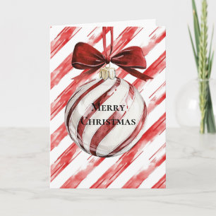 Carte Noeud pour décoration de Noël à rayures rouges