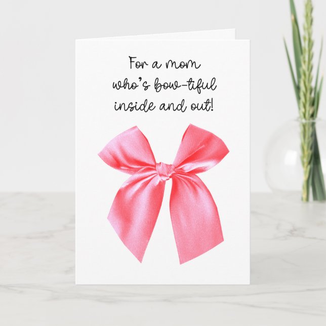 Carte Nœud rose Joyeuse fête des Mères (Devant)