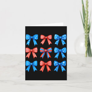 Carte Nœuds Coquette Rouge Blanc Bleu Drapeau USA 4 juil