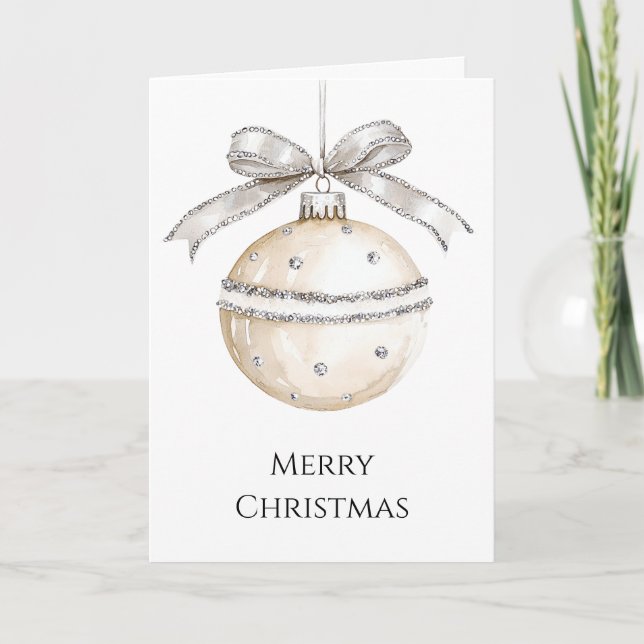 Carte Nœuds Crème Argentés Décorations Noël (Devant)