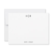Carte Noir Blanc Chic Minimal Moderne Monogramme N
