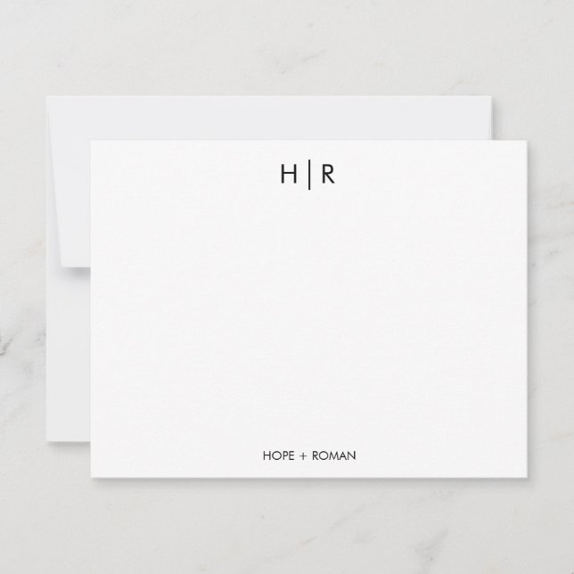 Carte Noir Blanc Chic Minimal Moderne Monogramme N (Devant)