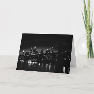 Carte Noir Blanc New York City Night Vintage Skyline