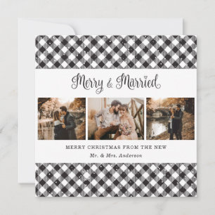 Carte Noir Blanc Plaid Joyeux et Marié