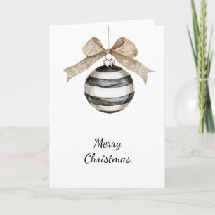 Carte Noir blanc rayures ornement Bow Noël