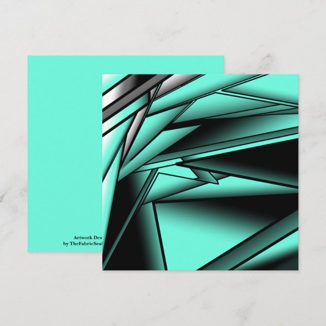 Carte Noir Blanc Turquoise Ombre Art Abstrait moderne (Devant / Derrière)