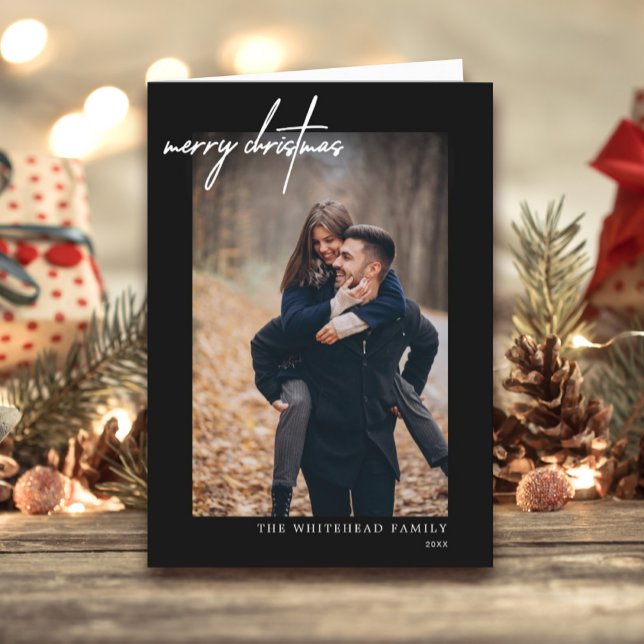 Carte Noir blanche Joyeux Noël moderne (Créateur téléchargé)