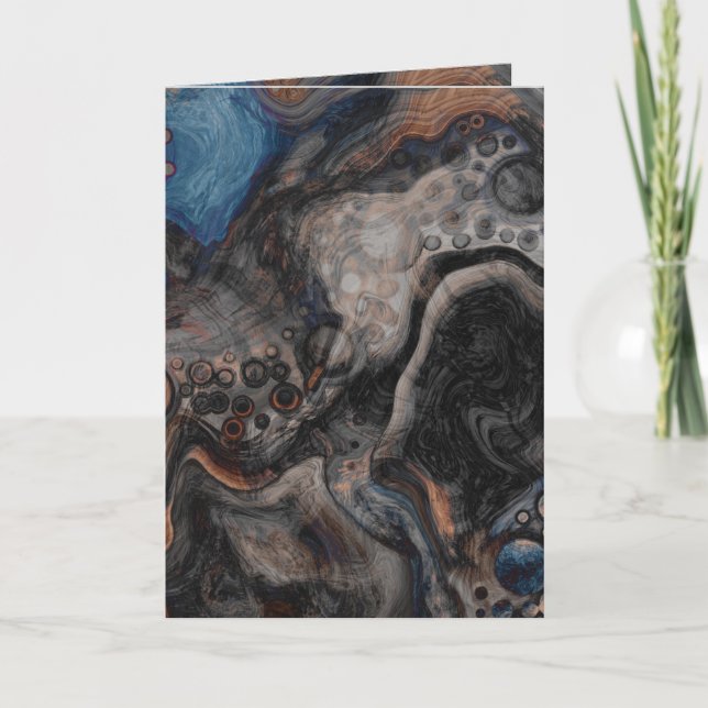 Carte Noir, Brown, gris et bleu Abstrait moderne (Devant)
