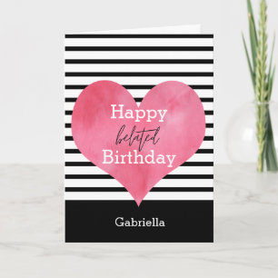 Carte Noir et blanc avec coeur Joyeux Anniversaire Belat